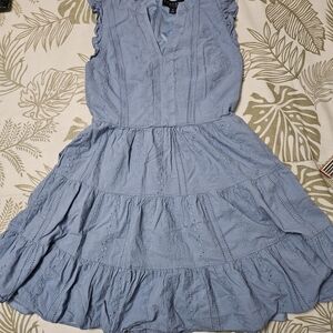 Laundry By Shelli Segal Light Blue Eyelet Tiered Mini Dress